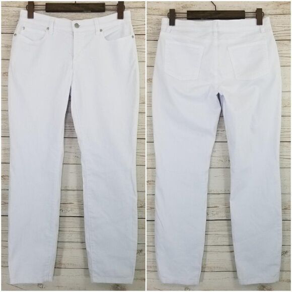 Nwt Eileen Fisher Womens Size 8 Garment Dyed White Slim Ankle Jean Made In Usa - Picture 1 of 9